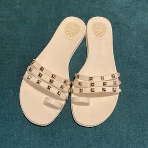 Vince Camuto White Sandal Slides with Studs